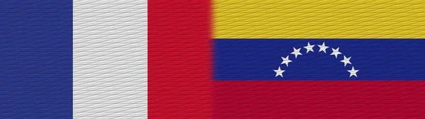 ベネズエラとフランスファブリックテクスチャフラグ3Dイラスト — ストック写真