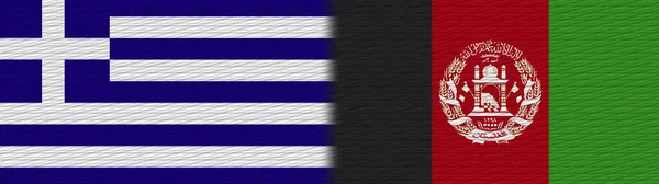 Afghanistan Och Grekland Tyg Textur Flagga Illustration — Stockfoto