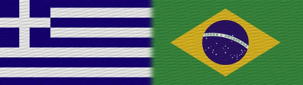 Brasil Grecia Tela Textura Bandera Ilustración — Foto de Stock