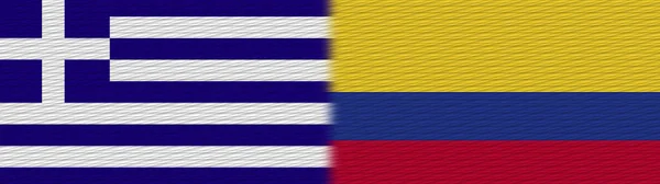 Colombia Grecia Tela Textura Bandera Ilustración — Foto de Stock