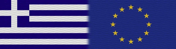 European Union Greece Fabric Texture Flag Illustration — Stock Photo, Image