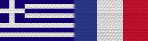 Francie Řecko Fabric Texture Flag Illustration — Stock fotografie