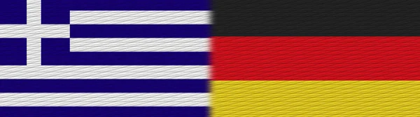 Γερμανία Και Ελλάδα Ύφασμα Σημαία Εικονογράφηση — Φωτογραφία Αρχείου