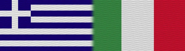 Italia Grecia Tela Textura Bandera Ilustración — Foto de Stock