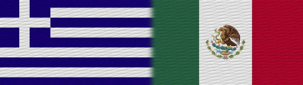 Meksika Yunanistan Kumaş Doku Bayrağı Görüntü — Stok fotoğraf