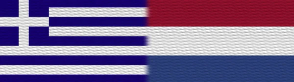 Netherlands Greece Fabric Texture Flag Illustration — стокове фото