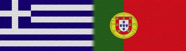 Portugalsko Řecko Fabric Texture Flag Illustration — Stock fotografie