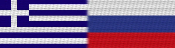 Rusia Grecia Tela Textura Bandera Ilustración —  Fotos de Stock