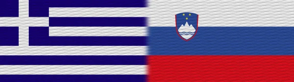 Σλοβενία Και Ελλάδα Υφασμάτινη Σημαία Εικονογράφηση — Φωτογραφία Αρχείου