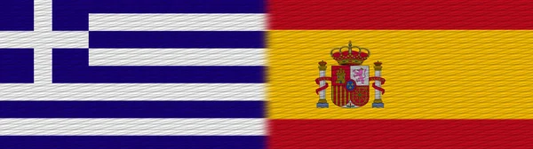 Espanha Grécia Tecido Textura Bandeira Ilustração — Fotografia de Stock