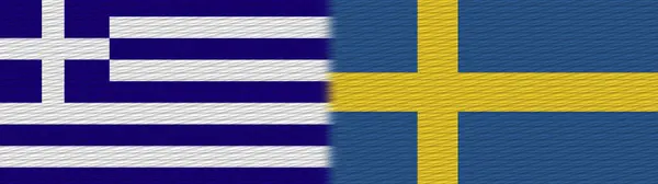 Sveç Yunanistan Kumaş Doku Bayrağı Görüntü — Stok fotoğraf