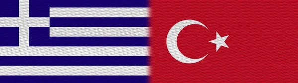 Turkiet Och Grekland Tyg Textur Flagga Illustration — Stockfoto