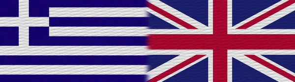 Storbritannien Och Grekland Tyg Textur Flagga Illustration — Stockfoto