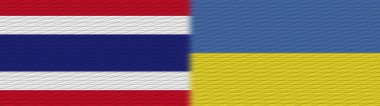 Ukrayna ve Tayland Kumaş Doku Bayrağı 3D Görüntü