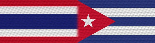 Cuba Thailand Thaise Stof Textuur Vlag Illustratie — Stockfoto