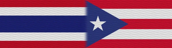Bandera Textura Tela Tailandesa Puerto Rico Tailandia Ilustración — Foto de Stock