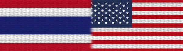 Amerikas Förenta Stater Och Thailand Thai Fabric Texture Flag Illustration — Stockfoto