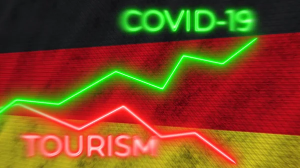 Флаг Германии Covid Coronavirus Tourism Neon Titles Illustration — стоковое фото