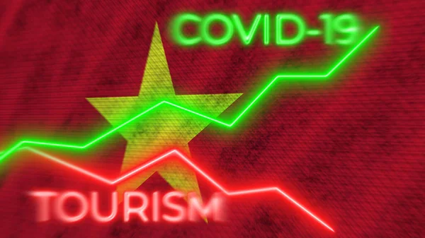 Vietnam Flag Covid Coronavirus Tourism Neon Titles Illustration — Stock Photo, Image