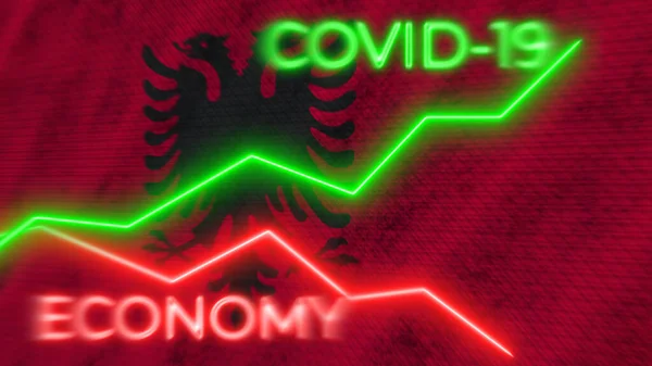 Vietnam Flag Covid Coronavirus Economy Neon Titles Illustration — стокове фото