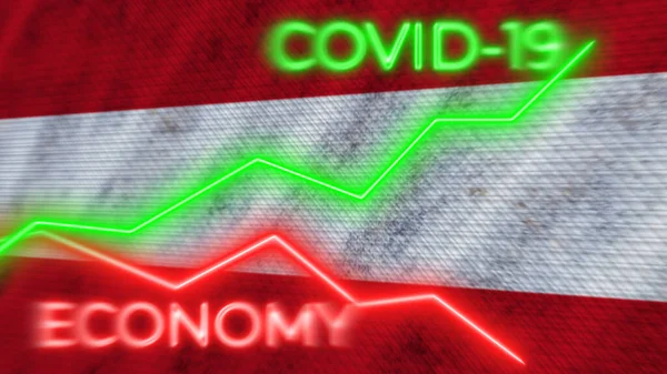 Vietnam Flag Covid Coronavirus Economy Neon Titles Illustration — стокове фото