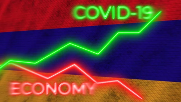 Vietnam Flag Covid Coronavirus Economy Neon Titles Illustration — Stock Photo, Image