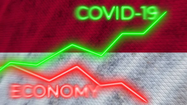 Vietnam Flag Covid Coronavirus Economy Neon Titles Illustration — стокове фото