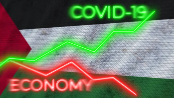 Vietnam Flag Covid Coronavirus Economy Neon Titles Illustration — Stock Photo, Image