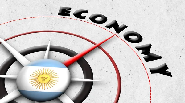 Argentyna Globe Sphere Flag and Compass Concept Economy Tytuły - Ilustracja 3D — Zdjęcie stockowe