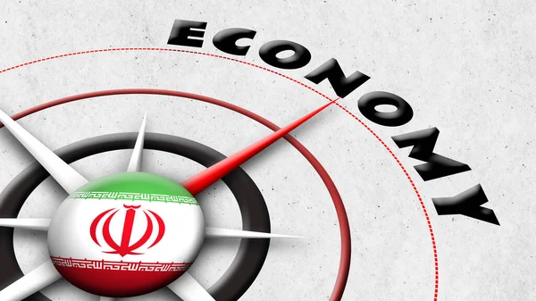 Iran Globe Sphere Flag and Compass Concept Economy Titles - 3D Illustration — стокове фото