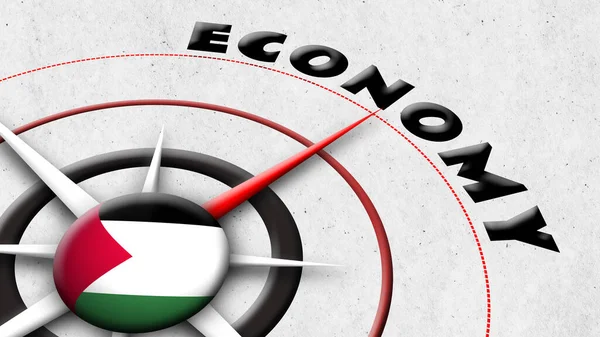 Palestina Globo Esfera Bandera y Brújula Concepto Economía Títulos - Ilustración 3D —  Fotos de Stock
