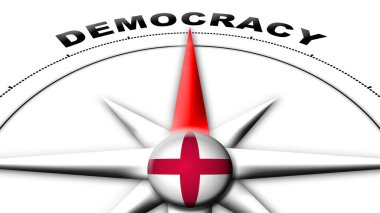 İngiltere Küre Küresi Bayrak ve Pusula Demokrasi Başlıkları 3D Görüntü