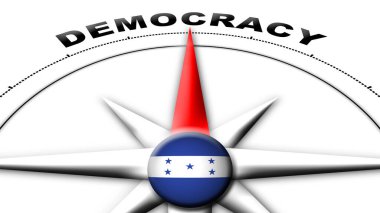 Honduras Küre Küresi Bayrak ve Pusula Demokrasi Başlıkları 3D Görüntü