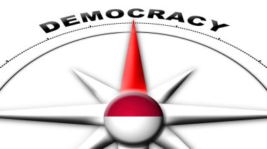Endonezya Küre Küresi Bayrak ve Pusula Demokrasi Yöntemleri 3D İllüstrasyon