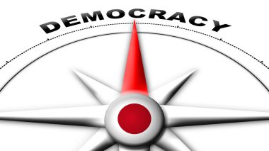 Japonya Küre Küresi Bayrak ve Pusula Demokrasi Başlıkları 3D Görüntü