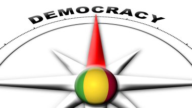 Mali Küre Küresi Bayrak ve Pusula Demokrasi Başlıkları 3D Görüntü