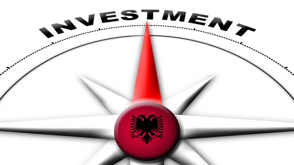 Albania Globe Sphere Flag Compass Concept Titoli Investimento Illustrazione — Foto Stock