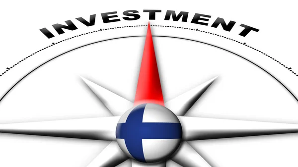 Finlândia Bandeira Esfera Globo Conceito Bússola Títulos Investimento Ilustração — Fotografia de Stock