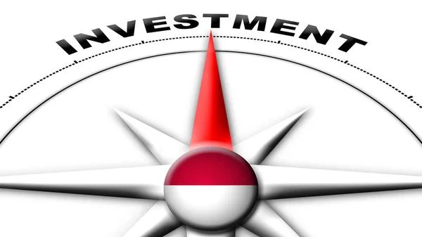 Indonesien Globe Sfär Flagga Och Kompass Begreppet Investering Avdelningar Illustration — Stockfoto
