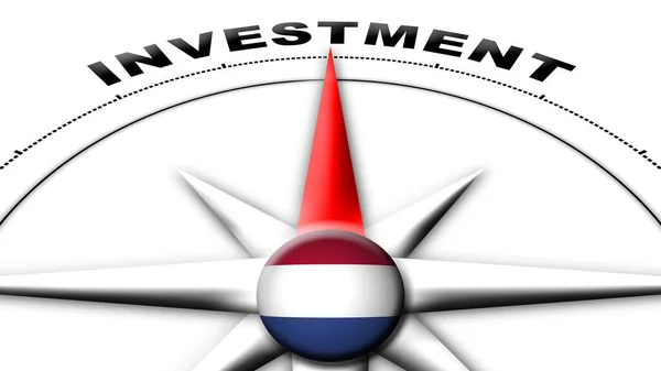 Nederlandsk Globe Sfære Flagg Kompasstittel Investeringer Illustrasjon – stockfoto
