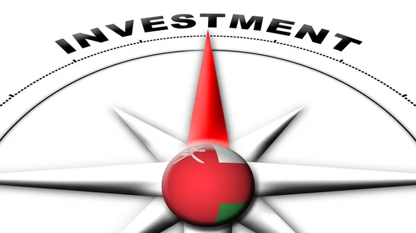 Flaga Kuli Oman Globe Koncepcja Kompasu Inwestycje Tytuły Ilustracja — Zdjęcie stockowe