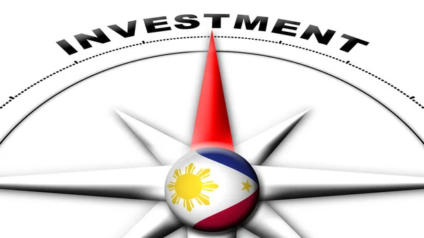 Philippines Globe Sphere Flag Compass Concept Investment Titles Illustration — Stok Foto