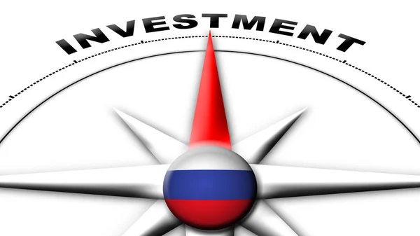 Rússia Globo Globo Bandeira Bússola Conceito Investimento Títulos Ilustração — Fotografia de Stock