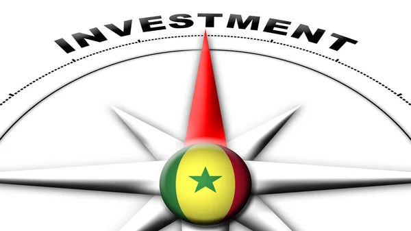 Senegal Globe Sfär Flagga Och Kompass Begreppet Investeringar Avdelningar Illustration — Stockfoto