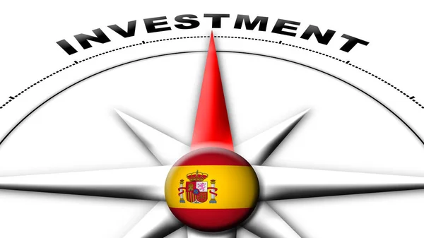 Spagna Globe Sphere Flag Compass Concept Titoli Investimento Illustrazione — Foto Stock