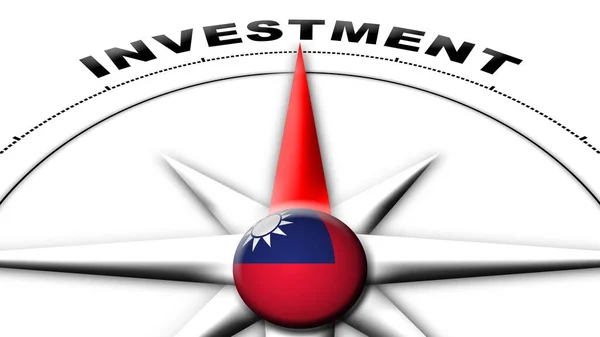 Taiwan Globe Sphere Flag Compass Concept Investment Titles Illustration — 스톡 사진