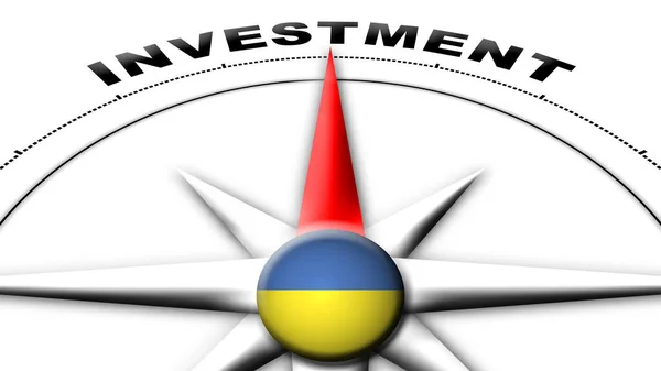 Ukraina Globe Sphere Flag Compass Concept Inwestycja Tytuły Ilustracja — Zdjęcie stockowe