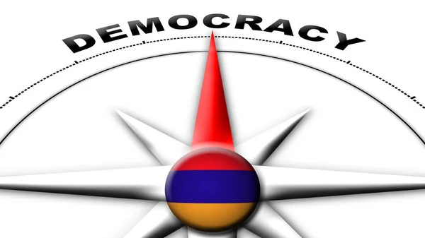 アルメニアグローブ スフィア フラッグとコンパス コンセプト民主主義のタイトル 3Dイラスト — ストック写真