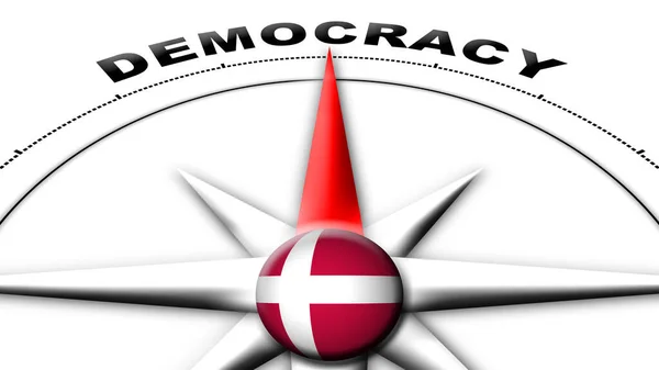 Danmark Globe Sfär Flagga Och Kompass Begreppet Demokrati Titlar Illustration — Stockfoto