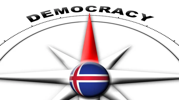 アイスランド グローブ スフィア フラッグ コンパス コンセプト民主主義のタイトル 3Dイラスト — ストック写真
